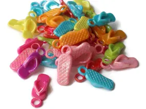 40 22mm Flip Flop Charms Mixed Color Sandal Charms Miniature Plastic Shoe Beads bI2