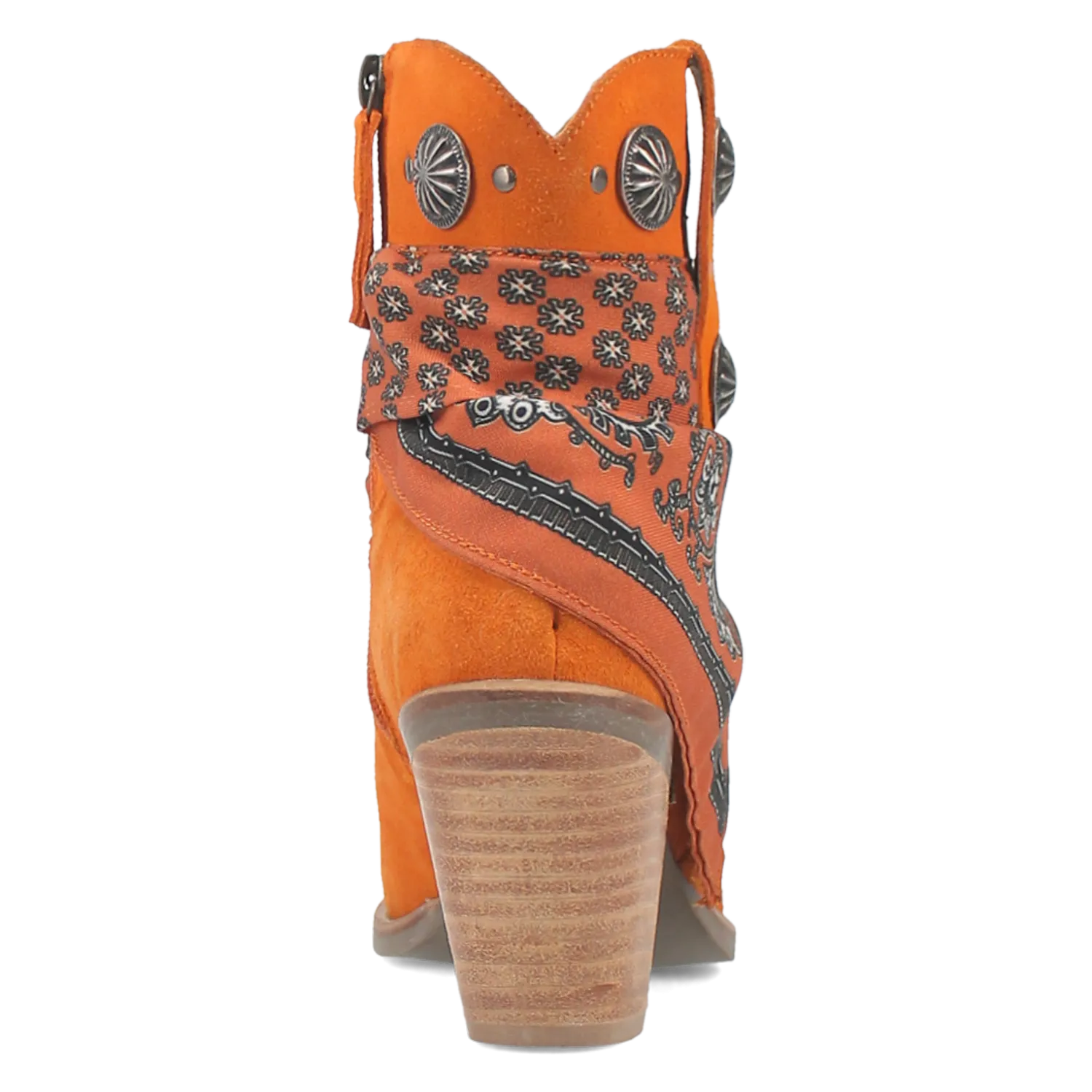 Bandida Orange Suede Silver Concho Bandana Wrapped Booties (DS)