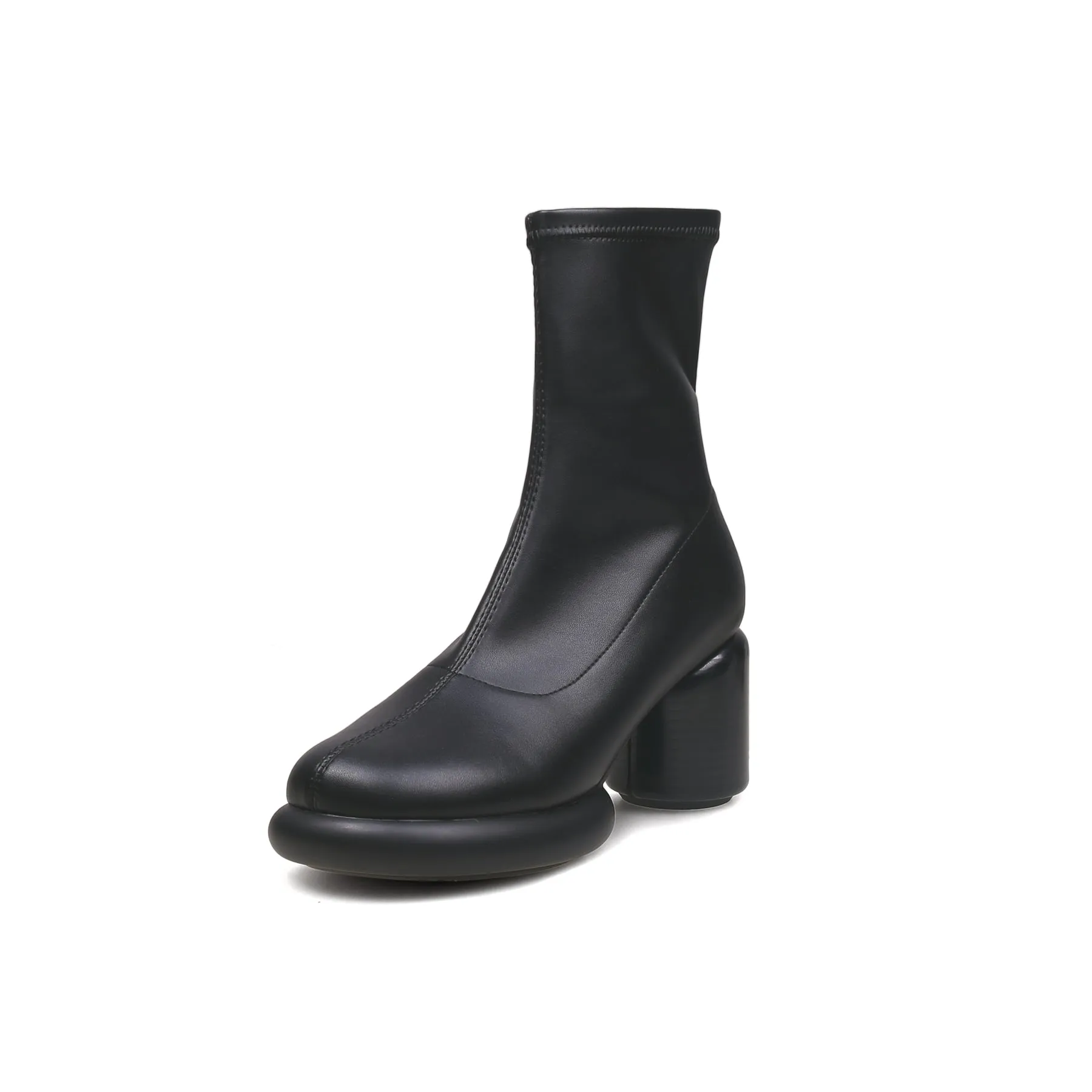 Black Leather Cylindrical Platform Boots
