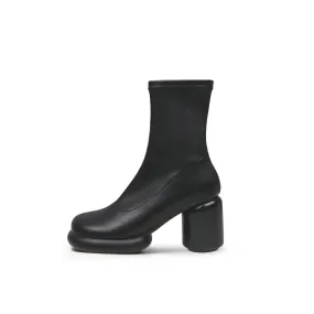 Black Leather Cylindrical Platform Boots