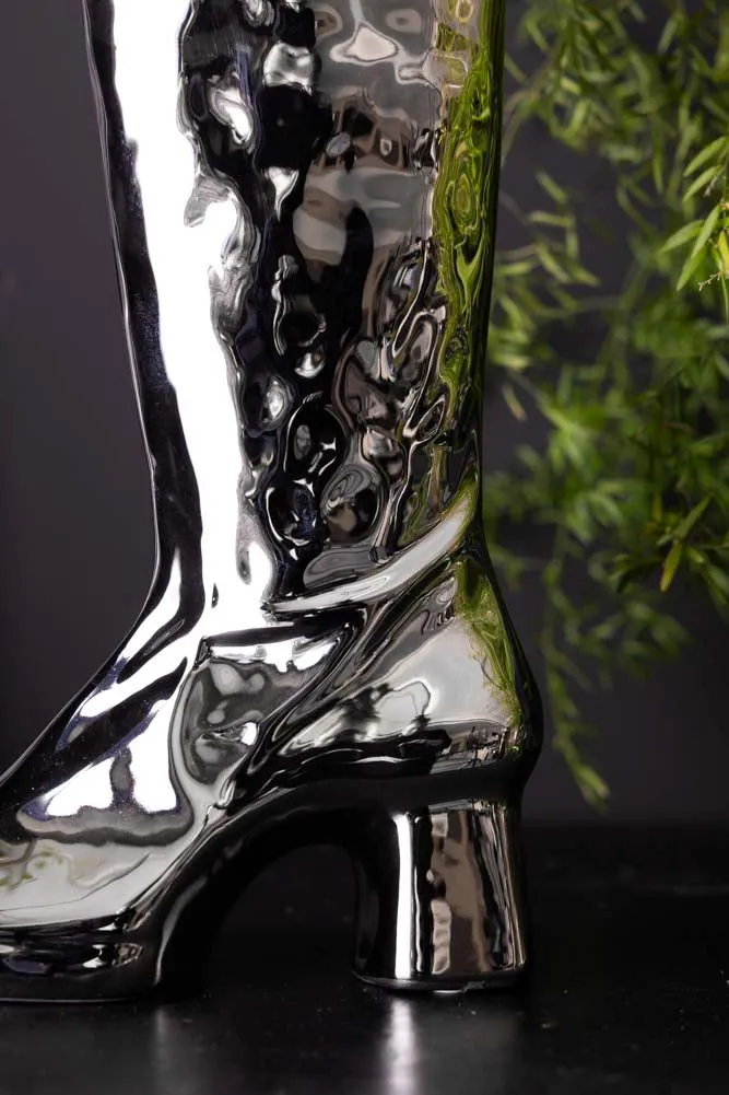 Fabulous Silver Chrome Boot Vase