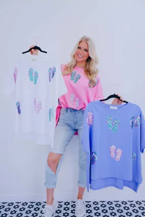 Flip Flop Sequin Patch Oversized Top - 3 Colors