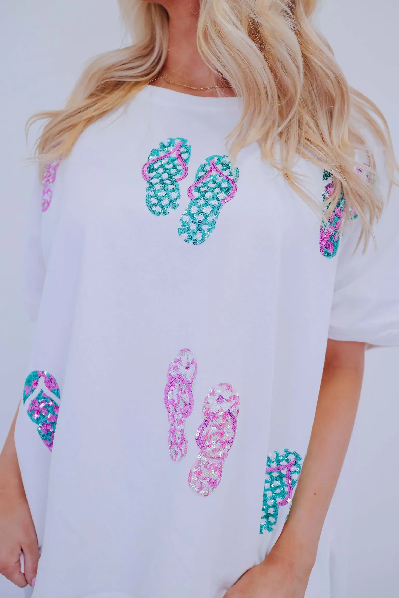 Flip Flop Sequin Patch Oversized Top - 3 Colors
