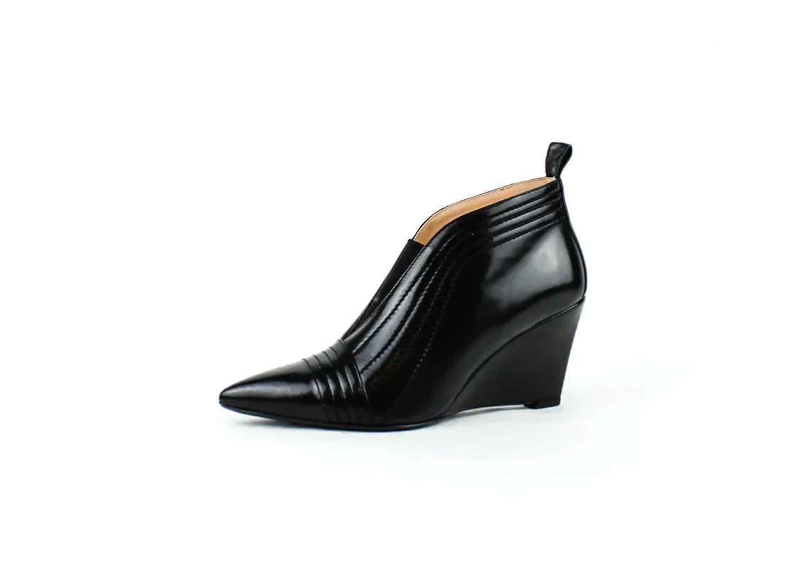 Framablu, Blue Leather Wedge Ankle Boots