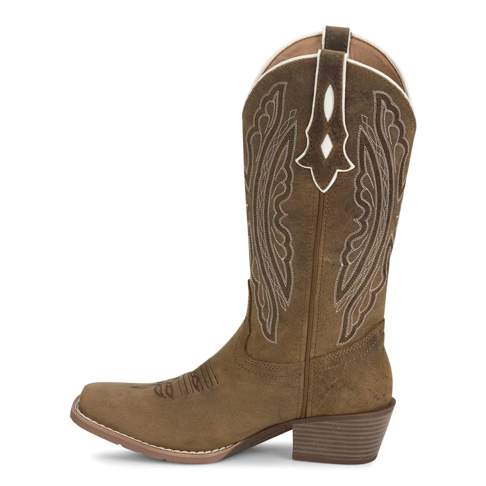 Rae Taupe Embroidered Square Toe Cowboy Boots
