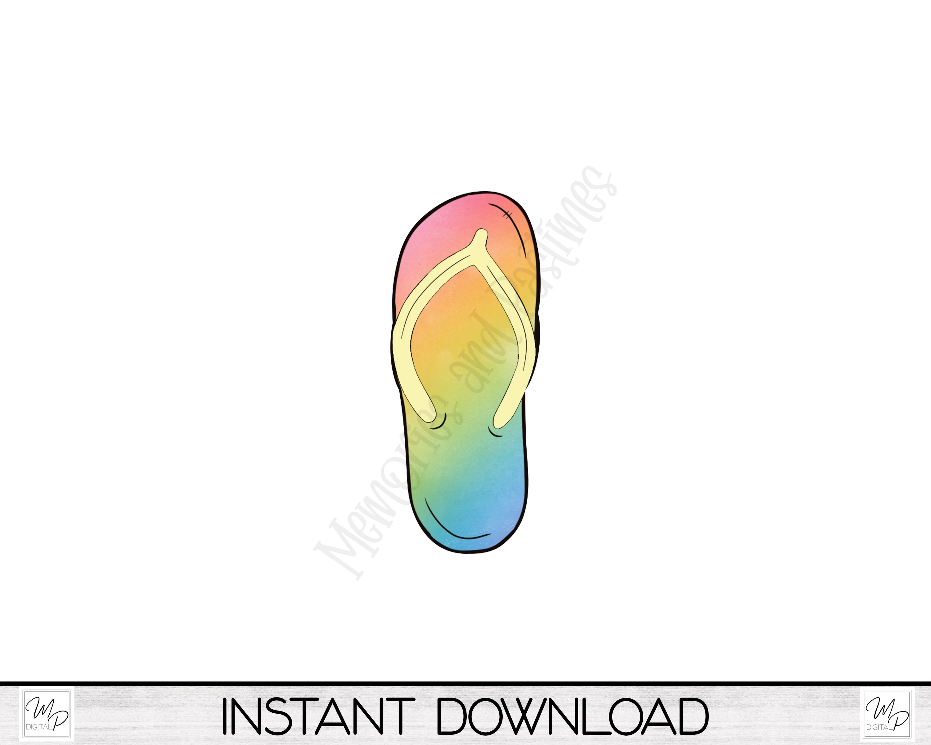 Spring Rainbow Flip Flop PNG Design for Sublimation, Earrings, Keychain, Signs, Digital Download