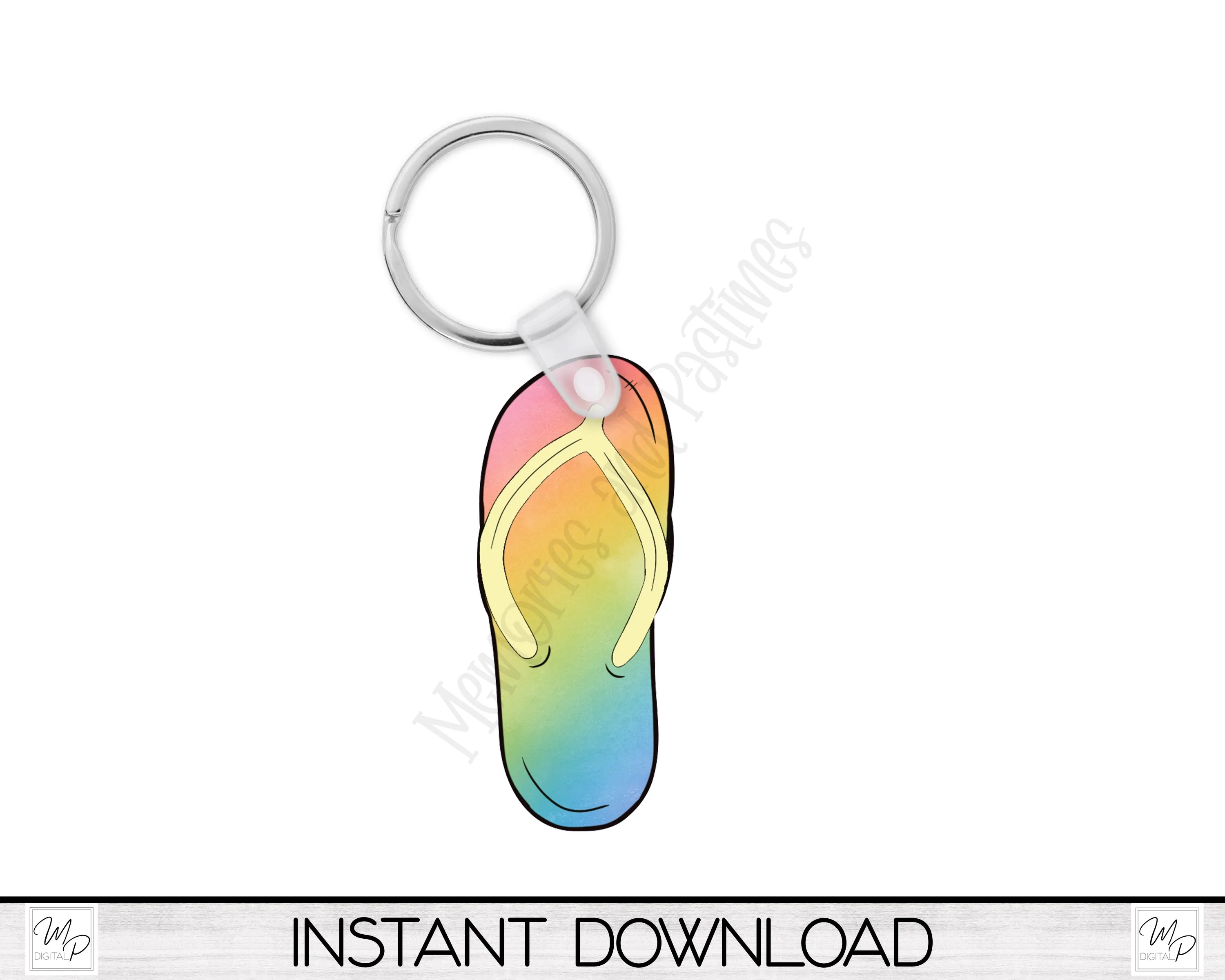 Spring Rainbow Flip Flop PNG Design for Sublimation, Earrings, Keychain, Signs, Digital Download